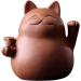 Handmade Chinese Zisha Tea Pet Maneki Neko - Lucky Wealth Cat for Kung Fu Tea Tray Accessories - Multi-Colored Purple Clay - Buy Online on GoSupps.com
