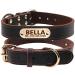Tagme personalized dog collar made of leather with an engraved name and telephone number/dog collar made of real leather for medium dogs/brown m (1 Pack) brown