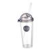 Zerodeko Cup Glass Coffee Drinking Sippy Milk Tea Water Double-Deck Double-Layer Practical Plastic Container 21.5 9cm As Shown