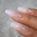 Glossy Ombre Pink Nude White French Ballerina Coffin False Nails - Reusable Gradient Natural Press-On Tips | L5665 - Buy Online on GoSupps.com