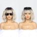 Bestung Ombre Dark Blonde Bob Wig with Fringe | Neck Length Wavy Blonde Hair Wig for Women | Natural Looking Synthetic Fancy Dress Wig (10 Inches) - Buy Online on GoSupps.com