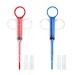 Nifocc Plastic Pet Pusher Syringe Pill Tablet Feeder with Soft Tip for Cat Dogs - Red and Blue 2 Pcs
