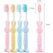 4 Cartoon Bunny Children's Toothbrushes Soft Bristle Portable & Sensitive for Kids | Colorful Options in Yellow Blue Pink & Green - Buy Online on GoSupps.com