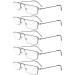 Eyekepper 5-Pack Stainless Steel Frame Half Eye Style Reading Glasses Readers Gunmetal+3.0