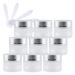 Zeoabsy 12 pieces empty matt transparent glass cream cans 10ml with matt silver lid clear glass screw lid glass handle screw box glass dose of ointment puts cosmetics can for gels creams + 12x spatula