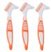 Angzhili 3 Pcs Denture Cleaning Brush,Portable Denture Brush Double Sided Brush for False Teeth Cleaning,Denture Care (Yellow)