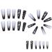 Joselin Black Gradient Applique Diamond False Nails Long Coffin Nail Tips Glitter Diamond Nails Nail Art