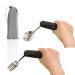 Forzaddik Adaptive Utensils Spoons Forks Set Open Handle Design Provides Several Positions for Arthritis Disabled People Elderly (Black)