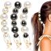 CLDURHGE Large Pearl Hair Claw Clips Pearl Banana Hair Barrettes Artificial Pearl Rhinestone Banana Clips Acrylic Banana Hair Clips Elegant Ponytail Hair Barrettes Hair Accessories(3 Pcs)