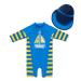 upandfast Baby Boy Swimwear Infant One Piece Zip Swimsuit UPF 50+ Sun Protection Toddler Bathing Suit with Sun Hat 9-12 Months Sailboat