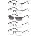 EYECEDAR 5-Pack Reading Glasses for Men Rectangular Metal Half-Frame Spring Hinges with Sun Readers Glasses Mens Readers 2.0 5 Pairs Mix 2.0 x