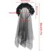 SUNTRADE Women Girls Zombie Bride Black Veil with Flowers Hairband for Halloween Cosplay Wedding Costume Headwear - Buy Online on GoSupps.com