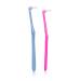 2 pieces of compact space brush Annhua insert brush tuft toothbrushes interdental toothbrush for orthodontic braces and detail cleaning (blue and pink)