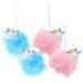 Baluue 4Pcs Unicorn Loofahs Kids Bath Sponges Animal Kids Loofah Bath Pouf Shower Loofahs Kids Bath Sponges Shower Scrubbers