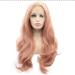 BGHJUE Wigs Lace Front Pink Wigs For Women Synthetic Rose Wig Long Wavy 24inchRosePinkColor
