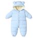 BRONG Baby Girls Boys Snowsuit Winter Coat Newborn Thick Zipper Jumpsuit Infant Windproof Hooded Fleece Romper Outerwear Blue 6-9 Months