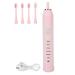 FILFEEL Electric Toothbrush Rechargeable Toothbrush Whitening Teeth Portable Electric Cleaning Toothbrush for Adults 4 Brush Head() Pink