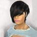 RICONEY Pixie Cut Wigs with Bangs Short Bob Wig Human Hair for Black Women Pixie Cut Short Wigs No Lace Front Wigs Glueless Full Machine Made Wig (8 Inch 130% Density)