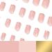 Gold Glitter French Tips Press On Nails - 24Pcs Square Nude Pink False Nail Kit for Women - Reusable Acrylic Gel Nails with Designs - Holiday Gift Set - Buy Online on GoSupps.com
