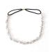 Women Silver Rhinestone Flower Hairband Elastic Headband
