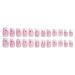 Pink Press on Nails - Medium Square Fake Nails with Flower Designs | Glossy Nude Pink Cherry Blossom - Reusable Acrylic Full Cover - 24PCS - Buy Online on GoSupps.com