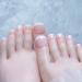 French Tip Press on toenails- Short Press On toenails with toenails Tips White Edged Nake Pink press on toenails Acrylic False toenails Cute Artificial toenails
