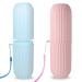 2 PCS Travel Toothbrush Case Portable Toothbrush Holder Portable Business Trips Wash Cup Holder Organizer for Trips and Daily Use (Pink and Blue)