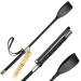 Aisto 18 inch Riding Crop for Horses, Horse Whip with Double Slapper, Leather Equestrian Jump Bat, Black,Purple