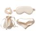 4 Pcs Artificial Silk Sleep Masks Hair Scrunchies Headband and Pouches Soft Eye Mask Cover Stain Blackout Blindfold for Sleeping Wedding Bridesmaid Gifts Beige
