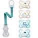 MAM Skin Soft Silicone Pacifier Set for Boys (0-6 mo) - 4 Pacifiers + 2 Sterilized Transport Boxes - I Love Mummy & Daddy - International Shipping Available - Buy Online on GoSupps.com