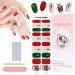 EBANKU Christmas Semi Cured Gel Nail Strips Glitter Gel Nail Polish Strips Long Lasting Waterproof Full Nail Wraps Stickers with Stick Nail File Wipes & Sealing(UV/LED Lamp Required) (SDTRK20)