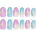 Justotry 24 Pcs Double Color Almond Short French Press on Nails - Blue & Purple | Trendy Fake Nails with Nail Glue for Women - Buy Online on GoSupps.com