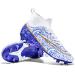 Mens Soccer Cleats Shoes Youth Breathable Athletics Football Boots Outdoor Firm Ground Turf Training Sneakers 4.5 White-201