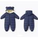 BRONG Baby Snowsuit Winter Coat | Newborn Hooded Fleece Romper Navy | Infant Windproof Outerwear 0-6 Months - Buy Online on GoSupps.com