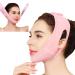 Double Chin Reducer Face Slimming Strap Neck Lift Support and Compression Mask V Line Face Lifting Tape Strap with Adjustable Faster Tape Doule Chin Reducer Face Shaper Bandage (Pink) Rose