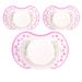 Personalized Pink Pacifier Set - Lovi Self-Illuminating BPA-Free Silicone Engraved for 0-6 Months (3 Pieces) - Buy Online on GoSupps.com
