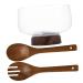 Alipis 1 Set Tableware Snack Clear Dessert Fruit Mixing Salad Fork Large Serving Spoon Storage Kitchen
