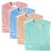 BTSKY 4 Pcs Waterproof Reusable Adult Bibs - Washable Mealtime Protector Bib Clothing Protector with Crumb Catcher Pink+beige+blue+green