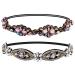 Amariver 2 Pieces Rhinestone Beaded Elastic Headband Fashion Headbands Handmade Hair Bands Hair Accessories for Lady Woman 20-25" Fits for Most Style A