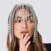 Earent Tassel Rhinestone Cap Headpiece Silver Crystal Head Chain Roaring 1920s Hair Accessories Belly Dance Party Cap Headpieces Bridal Head Jewelry for Women and Girls (A-Silver tassel)