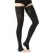 Open Toe Thigh High Medical Compression Stockings for Women & Men 20-30 mmHg Firm Graduated Support Hose Socks for DVT Varicose Veins Relief Shin Splints Edema Swelling Open Toe Black X-Large