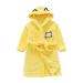 Miyanuby baby boy girls bathrobe soft flannel long arm animal hoodie morning mantle nightwear homewear for children baby young girls gift 2-3 years of cat yellow