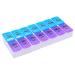 Twice-A-Day Economy Weekly Pill Organizer Weekly Pill Organizer Easy-Open Organize Medication or Vitamins by AM PM or Morning and Bedtime (Blue&Purple)