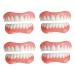 Batlam 4 pair false teeth fake cosmetic teeth veneers silicone prostheses cosmetic veneer immediately smiling teeth upper and lower part of the right set of natural color