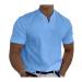 CYLADY Men's Undershirt Casual Cotton V Neck Short Sleeves Muscle Slim Fit Tops Blue X-Large