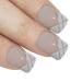 False Nails Bling Art Silver White 24 Squoval Artificial Nails Medium Tips with Glue