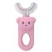 Kids U-Shaped Toothbrush - Cartoon Bear Shape - Food Grade Soft Silicone Brush Head 360 Oral Teeth Cleaning Design for Toddlers and Children Pink