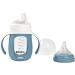 BEABA 2-in-1 Glass Baby Bottle & Training Sippy Cup 7oz - Soft Silicone Nipple, Sippy Spout - Rain | Baby Toddler Learning Cup - Buy Online on GoSupps.com