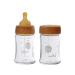 HEVEA Wide Neck Baby Glass Bottle 2-Pack Free from Plastic BPA and Phthalates (150 ml / 5 oz) 150 ml / 5 Ounce