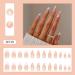 24 Pieces Almond Press On Nails - Multi-Color French Wave Patterns | Short Oval False Nails for Women | Nude Swirl Artificial Nails with Glue - Buy Online on GoSupps.com